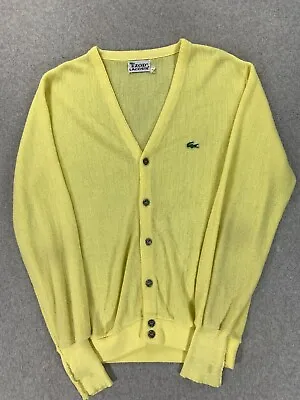 Lacoste Vintage Acrylic Cardigan Sweater (Men's Large) Yellow • $29.99