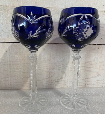 $39.99 • Buy CRYSTAL Sherry Glasses Cobalt Blue Hand Cut Made In Poland Stemware Cordial 1865