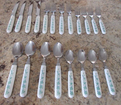 $20 • Buy  CALLAWAY IVY” Corelle Stainless 5 – 4 Place Settings (20 Pieces)