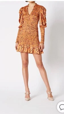 $115 • Buy Mint Scanlan Theodore Silk Animal Print Shirred Mini Dress  8 -10 Formal Party