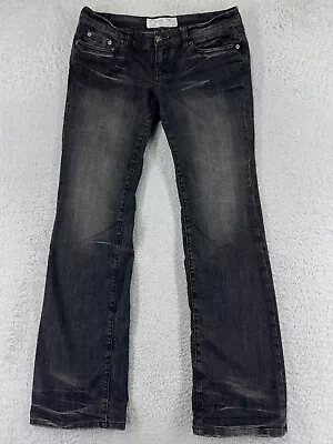Milky Way Pants Women 9 Black Denim Jeans Boot Cut Distressed Studded Cotton • $15.94