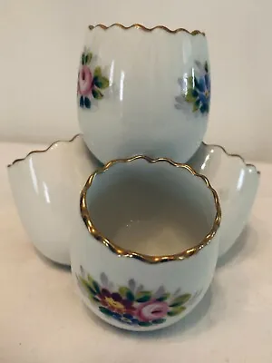 $34.99 • Buy Vintage Vista Alegre (VA) Portugal Egg Cups Hand Painted Floral With Gold Trim
