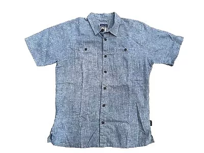 Patagonia Shirt Mens Size Small 55% Hemp 45% Organic Cotton Button Down Blue • $25.38