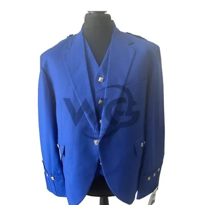 £69.99 • Buy Royal Blue Argyle Uk42R EU 52R  Kilt Jacket And Coat Vest.