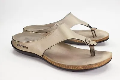 Mephisto Agacia Womens Size EU 37 US 7 Bronze Leather T Strap Flip Flop Sandals • $38.25