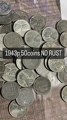 1943 (P) STEEL LINCOLN WHEAT CENT PENNY ROLL (50 Coins)  Nice Condition • $13.99