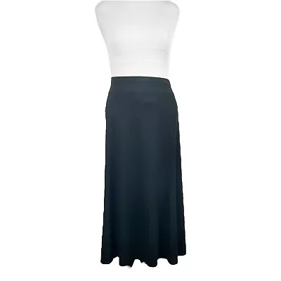 J. JILL Black Jersey Knit Ankle Maxi SKIRT 18 XL Elastic Stretch Minimal Pull On • $21.99