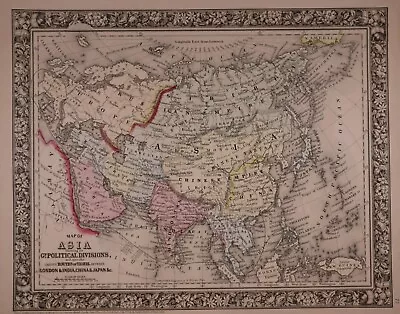 Authentic 1864 Mitchell's Atlas Map ~ ASIA CHINA PERSIA ~ FreeS&H • $20