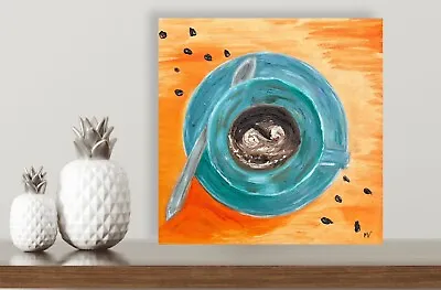 Coffee Cup Painting Original Artwork Oil Painting Coffee Bar Art Still Life Art • $89