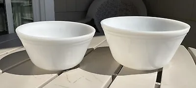 2 Federal Glass Vintage Ovenware White Milk Glass Mixing Bowl 7” 8” Double Rings • $21