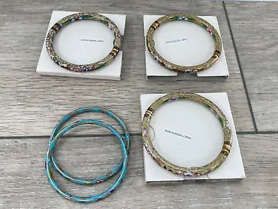 Chinese Cloisonne Jewelry Bangle Bracelets Floral Estate Lot Beijing China 5 Pcs • $80.99