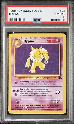 Pokemon Hypno 23/62 PSA 8 1999 Fossil Unlimited Non-Holo Rare 23 PSA 8 WoTC  • $23.99
