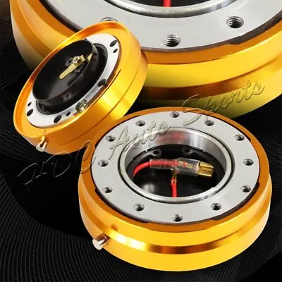 6-Hole Steering Wheel Gold 1  Thin Quick Release Short Adapter Kit Universal 4 • $18.99