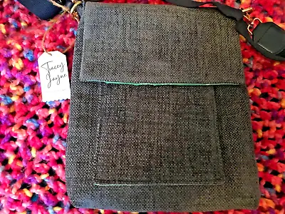 Men’s Cross Body Artisan Ladies Work Messenger Man Bag BLUE Wool Mix Handmade UK • £19.99
