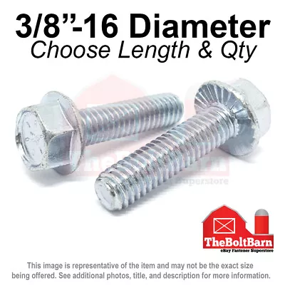 3/8 -16 Grade 8 Serrated Hex Flange Screws Frame Bolts Zinc (Pick Length & Qty) • $9.67