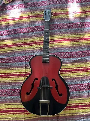 Archtop Acoustic Guitar Vintage Black Red Rare • $500