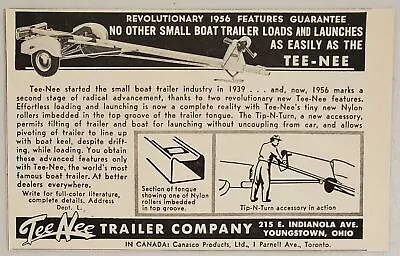 1956 Print Ad Tee-Nee Boat Trailers Tip-N-Turn Action YoungstownOhio • $11.09