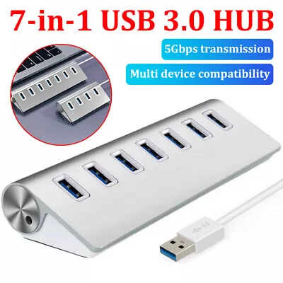 7/4 Ports USB 3.0 HUB High Speed Splitter Adapter Docking Station For PC Laptop • $19.88