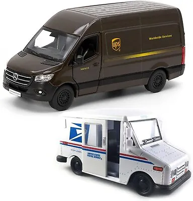 📦 UPS Mercedes-Benz Sprinter + 📬 US Postal Mail Truck Grumman LLV 5 • $14.02