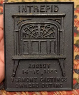 Vermont Castings Intrepid Cast Iron Damper Plaque  Owners Outing  August 1982 • $76