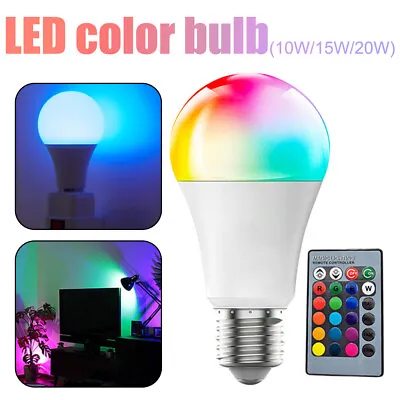 10W 15W 20W RGB LED Light Bulb E27 16 Color Changing Lamp Light Remote Control • $6.65