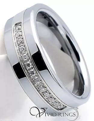 Men Tungsten Ring Wedding 13 CZ Band 8mm Size 7.5 To 14.5 • $22.99