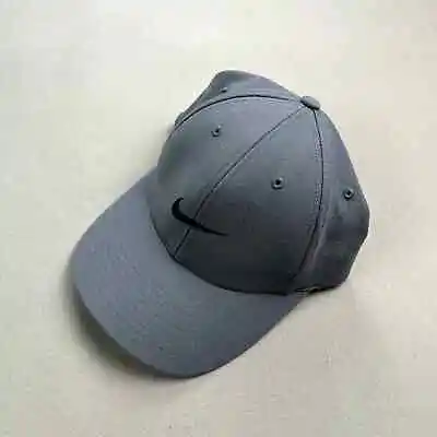 Vintage Nike Hat Cap Fitted 7-1/2 Gray Tag Center Swoosh Logo Stretch Sportswear • $13.19