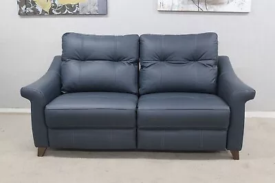 G Plan Riley Cambridge Navy Leather Manual Reclining 3 Seater Sofa RRP £2599 • £1195