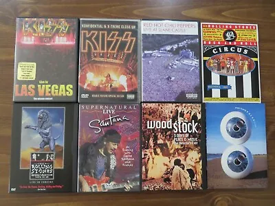 8 MUSIC DVD LOT; KISS ROLLING STONES PINK FLOYD Etc. ROCK. Music & Concerts. • $59.99