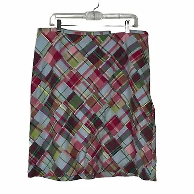 Brooks Brothers 346 Womens Madras Patchwork Skirt Size 14 • $19.95
