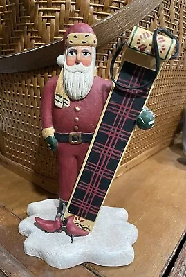 FOLK ART Randy Tate SANTA + Sled/Tobbogan Midwest Cannon Falls Signed Retired 8  • $34