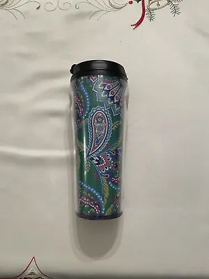 Vera Bradley Tumbler With Lid 16 Oz Paisley Pattern Cup Drink Mug • $12.99