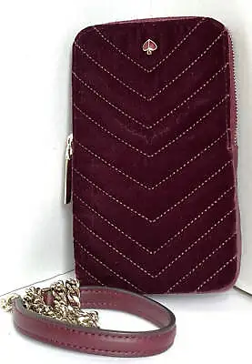 Kate Spade Crossbody Wallet Phone Case Womens Red Amelia Chain Velvet Bag • $136.74