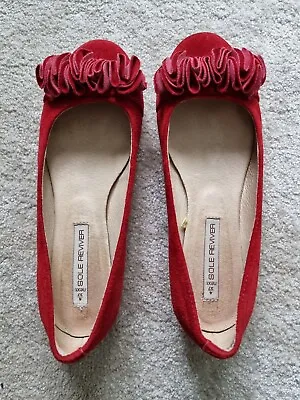 £15 • Buy Next Sole Reviver Red Suede Leather Flat Ballet Pumps Shoes Size 4