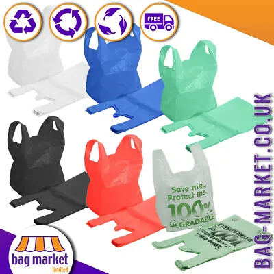 Plastic Vest Carrier Bags -Supermarket Stalls Shops- Small Medium Large XL • £6.99