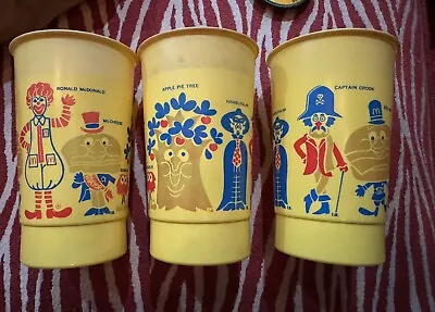 Vintage McDonald’s 1960s Plastic Yellow Characters Drinking Cup Tumbler Lot Of 3 • $5