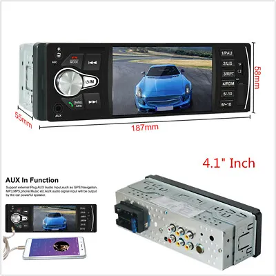 1 DIN 4.1  Car Stereo Radio Audio MP5 Player Bluetooth MP3 FM AUX USB W/ Remote • $51.23