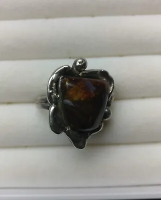 Vintage Native American Sterling Silver Pietersite Ring ! Size 9 Unique ! • $49.99