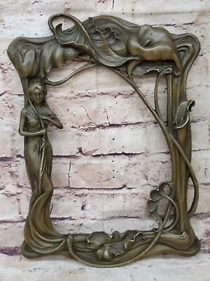 Milo`s Handcrafted Bronze Sculpture: Graceful Woman Holding Tulip Decor • $309