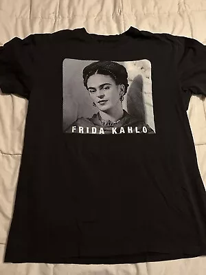 Frida Kahlo Official Graphic Portrait Black T-Shirt Large Short Sleeve • $20