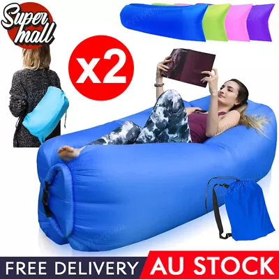 2X Fast Inflatable Lazy Lounge Camping Air Bag Sofa Bed Hangout Beach Sleeping • $24.99