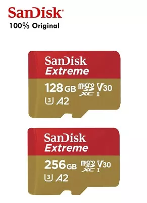 SanDisk 128GB / 256GB Extreme Micro SDXC UHS-I A2 V30 U3 Memory Card • $25.49