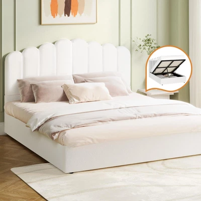 $389.90 • Buy Oikiture Bed Frame Queen Double King Single Size Gas Lift Beds Platform Boucle