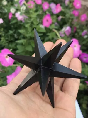 LARGE 12 Point Black Agate Merkaba Star Crystal Chakra Healing 3  • £22.68