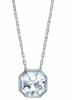 BACCARAT L'illustre Large 2  Octagon Crystal Pendant 30  Sterling Necklace NIB • £337.80