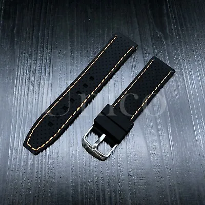 22 MM Black/Orange Stitching Mens Rubber Dive Watch Band Strap Fits For Timex • $10.99