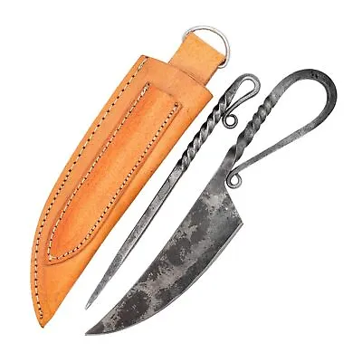 Forged Iron Functional Outdoor Camping Grilling Skewer & Knife Set W/ Sheath • $26.99