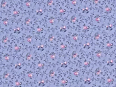 Vintage Quilting Cotton PETER PAN Fabric ROSES Tossed On Country Blue Print • $4.75