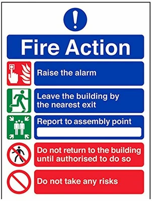 £6.77 • Buy Fire Action Sign Self Adhesive Emergency Signs Evacuation Assembly Notice Signs