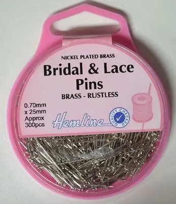 Hemline Bridal & Lace Pins 25 X 0.70mm App 300 Pins Nickle Plated Brass Rustless • £3.72